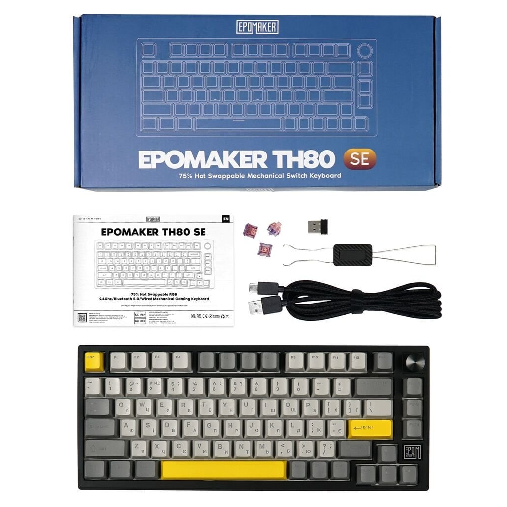 Клавіатура Epomaker TH80 SE 75 Flamingo Switch Hot-Swap RGB Wireless/Bluetooth/USB UA Black (TH80-SE-B-F) - зображення 12