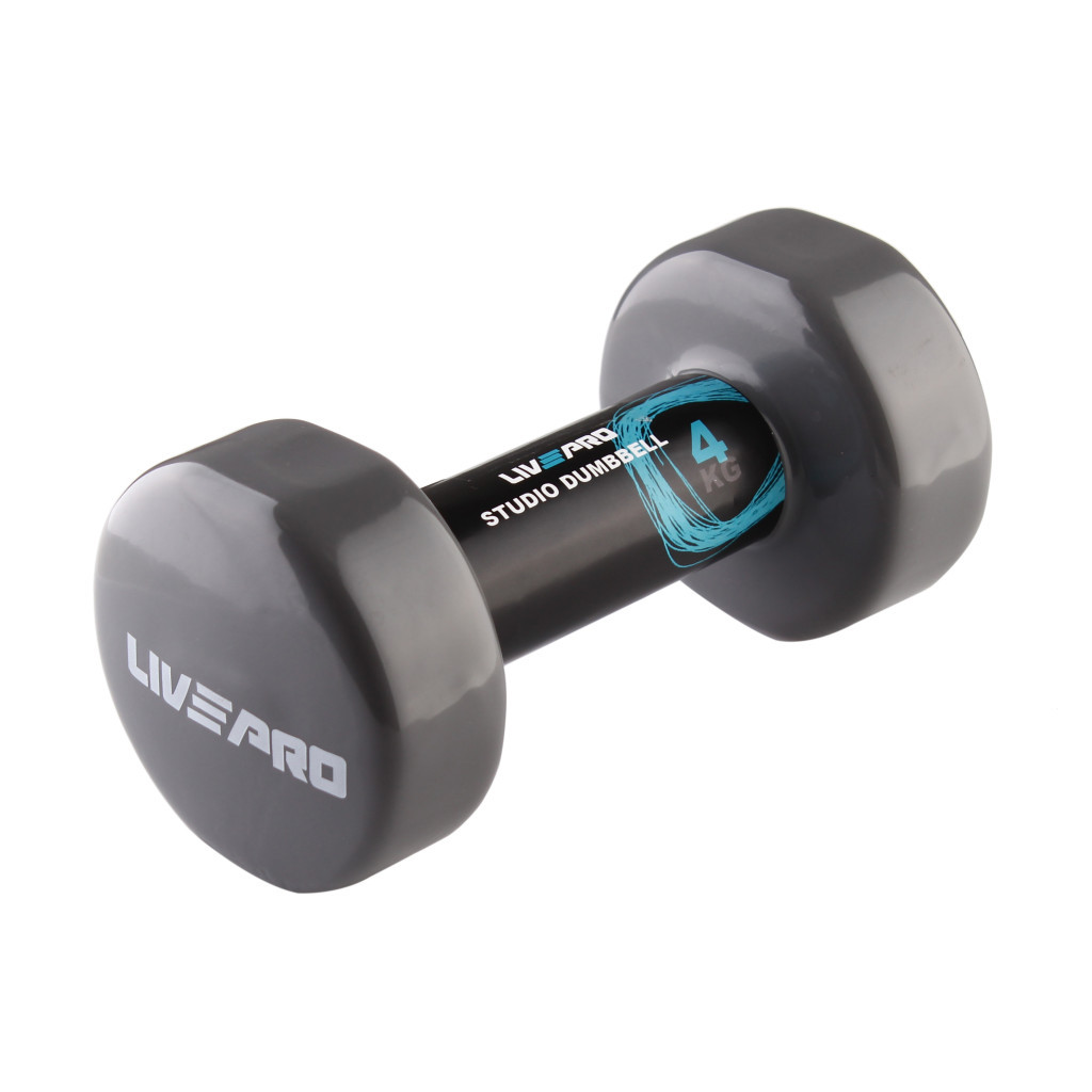 Гантель LivePro Studio Dumbbell LP8076-4 вінілова 1шт сірий Уні 4кг (2020301000071) - зображення 1