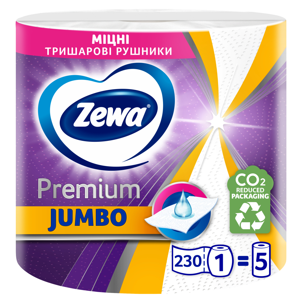 Паперові рушники Zewa Jumbo Premium 3 шари 1 рулон 230 відривів (7322541192017) - зображення 1