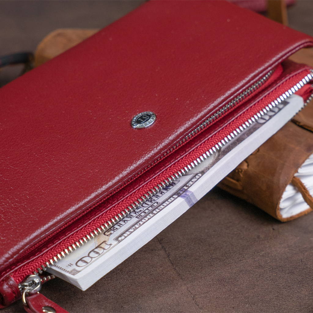 Гаманець ST Leather Зі шкіри з кишенею для мобільного Бордовий (19311) - зображення 10