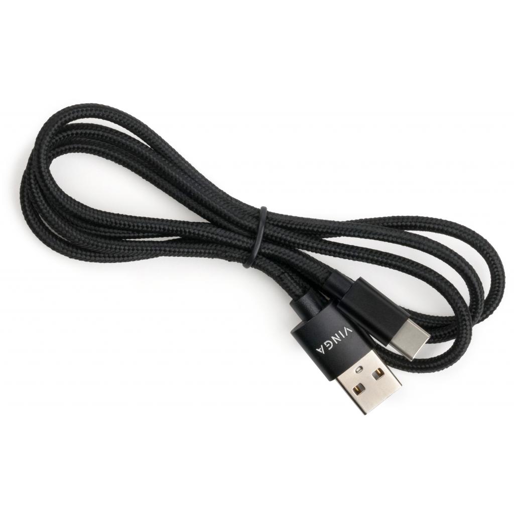 Дата кабель USB 2.0 AM to USB-C 1.0m nylon black Vinga (VCPDCTCNB1BK) - зображення 3