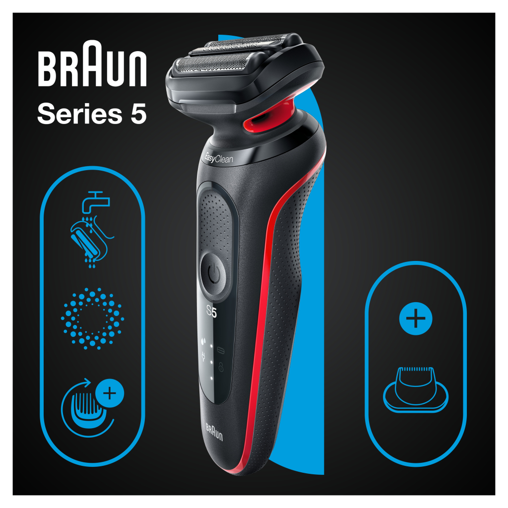 Електробритва Braun Series 5 51-R1200s BLACK / RED - зображення 4