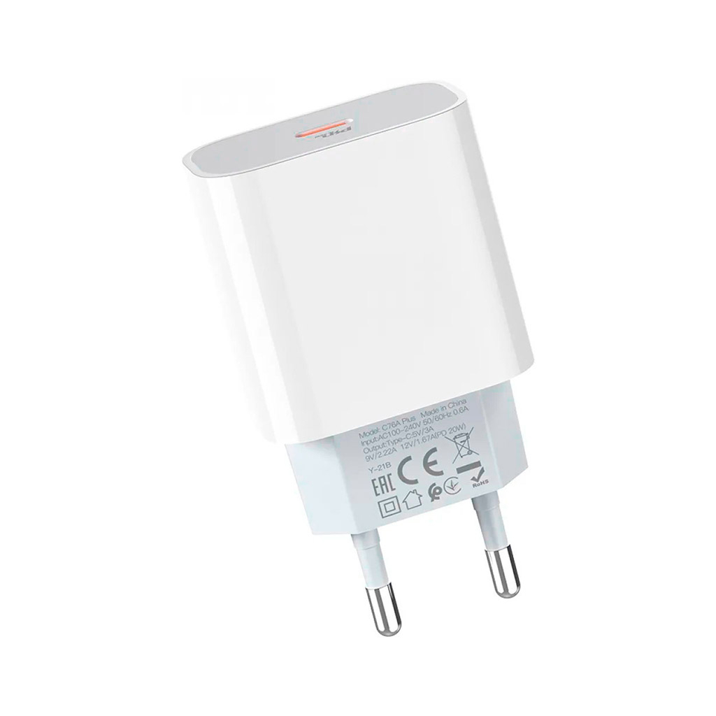 Зарядний пристрій HOCO C76A Plus Speed Source USB-C PD20W White (6931474746917) - зображення 3