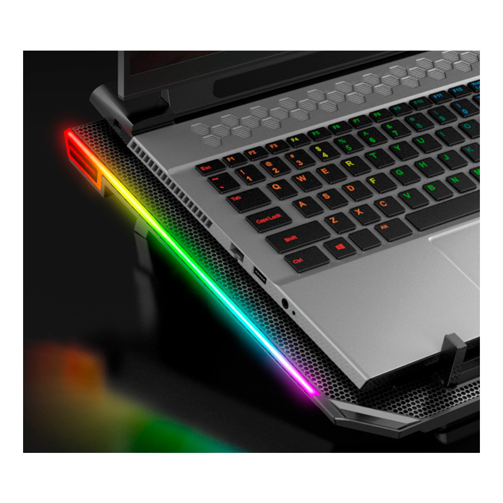 Підставка до ноутбука IceCoorel 10-15.6", 6*80mm 1800 RPM, 2*USB, 366x256x23mm, RGB (A17) - зображення 5