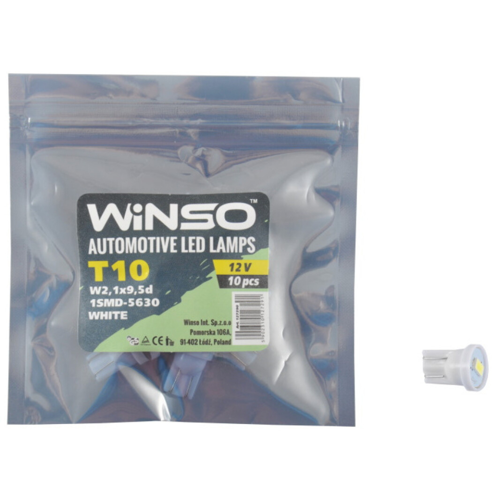 Автолампа WINSO SMD T10 W2.1x9.5d 1LED 5630 white (127290) - зображення 2
