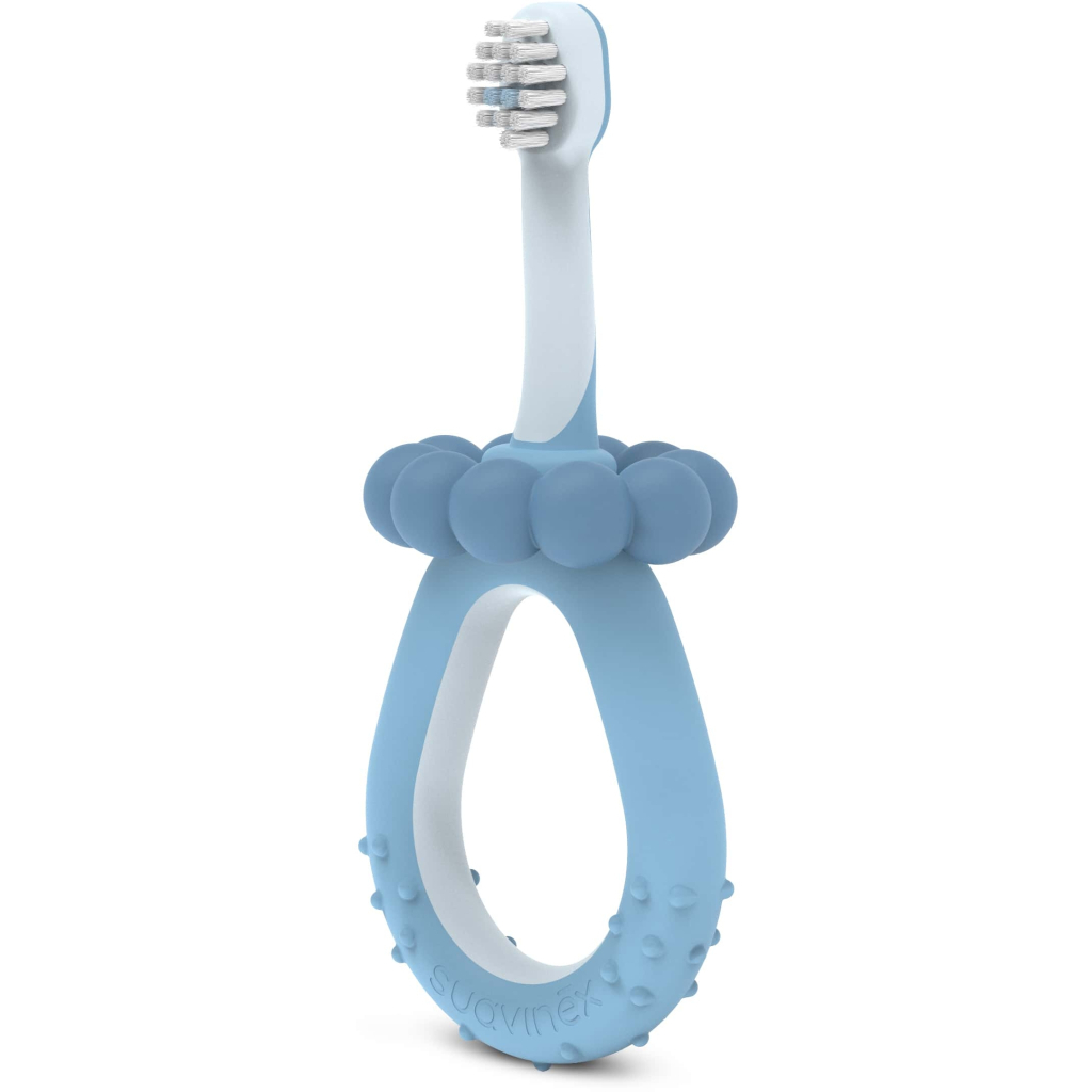 Дитяча зубна щітка Suavinex STAGE 1 з масажером від 0 до 2 років, синя (403012) - изображение 1