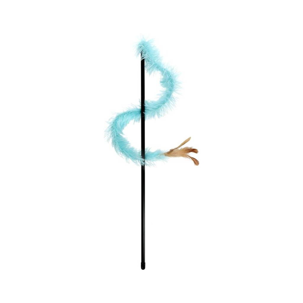 Іграшка для котів Hippie Pet Вудка з довгим пір'ям синя 48 см (HIPCW2303034M) - зображення 1