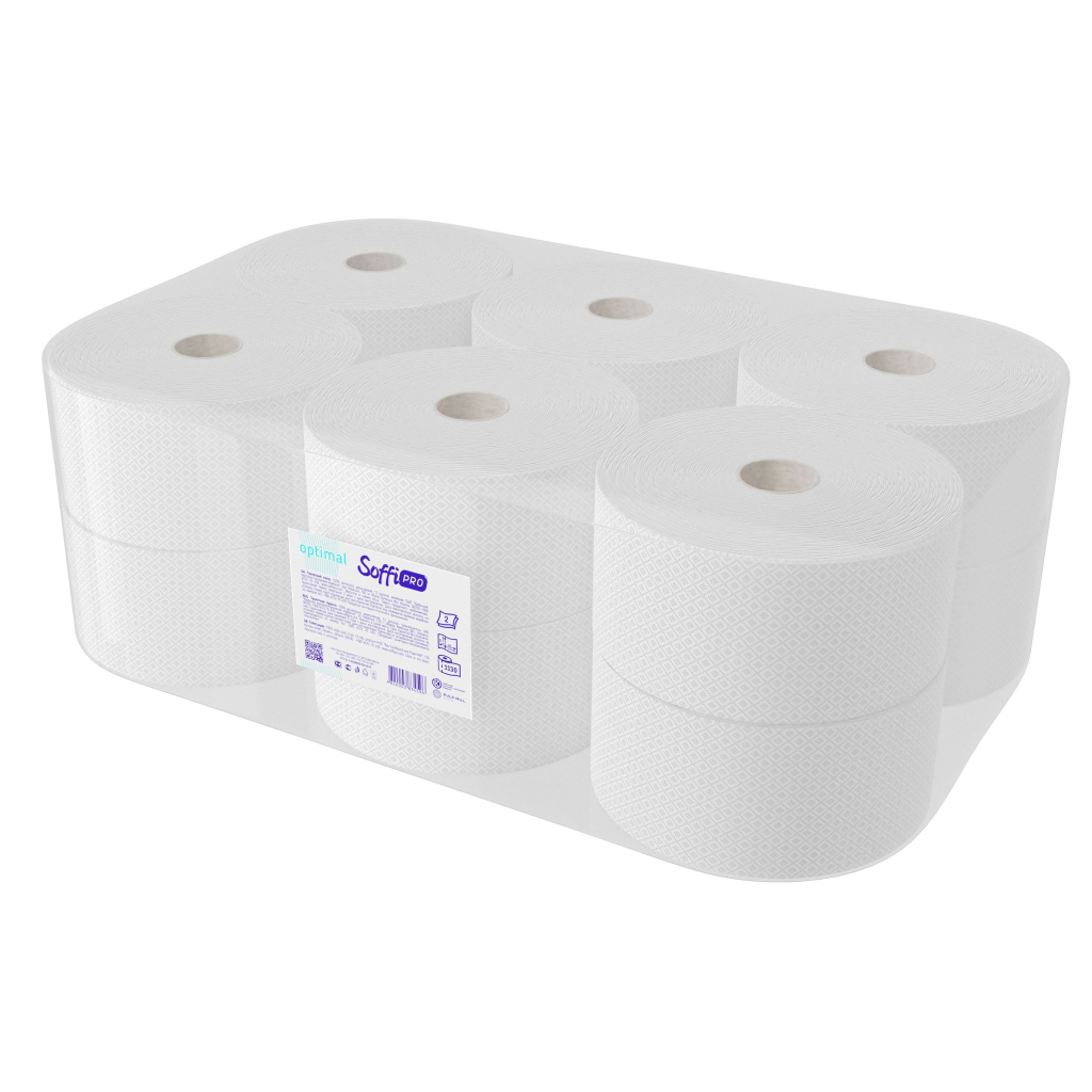 Туалетний папір SoffiPRO Optimal целюлозний 130 м 2 шари 12 рулонів (4820003834596) - зображення 1