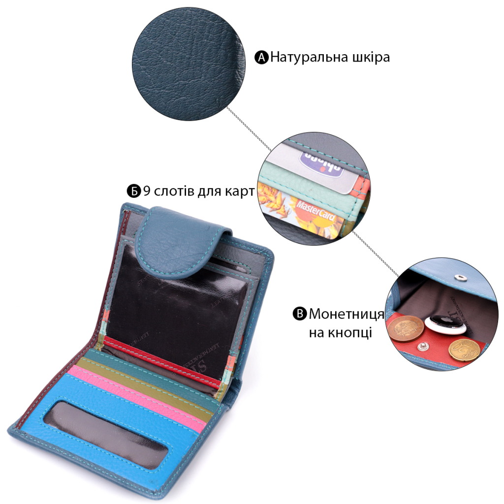 Портмоне ST Leather Бірюзове (19457) - зображення 4