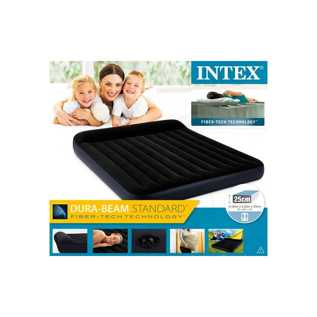 Матрац надувний Intex Dura-Beam велюр 183 х 203 х 25 см Чорний (64144) - изображение 5