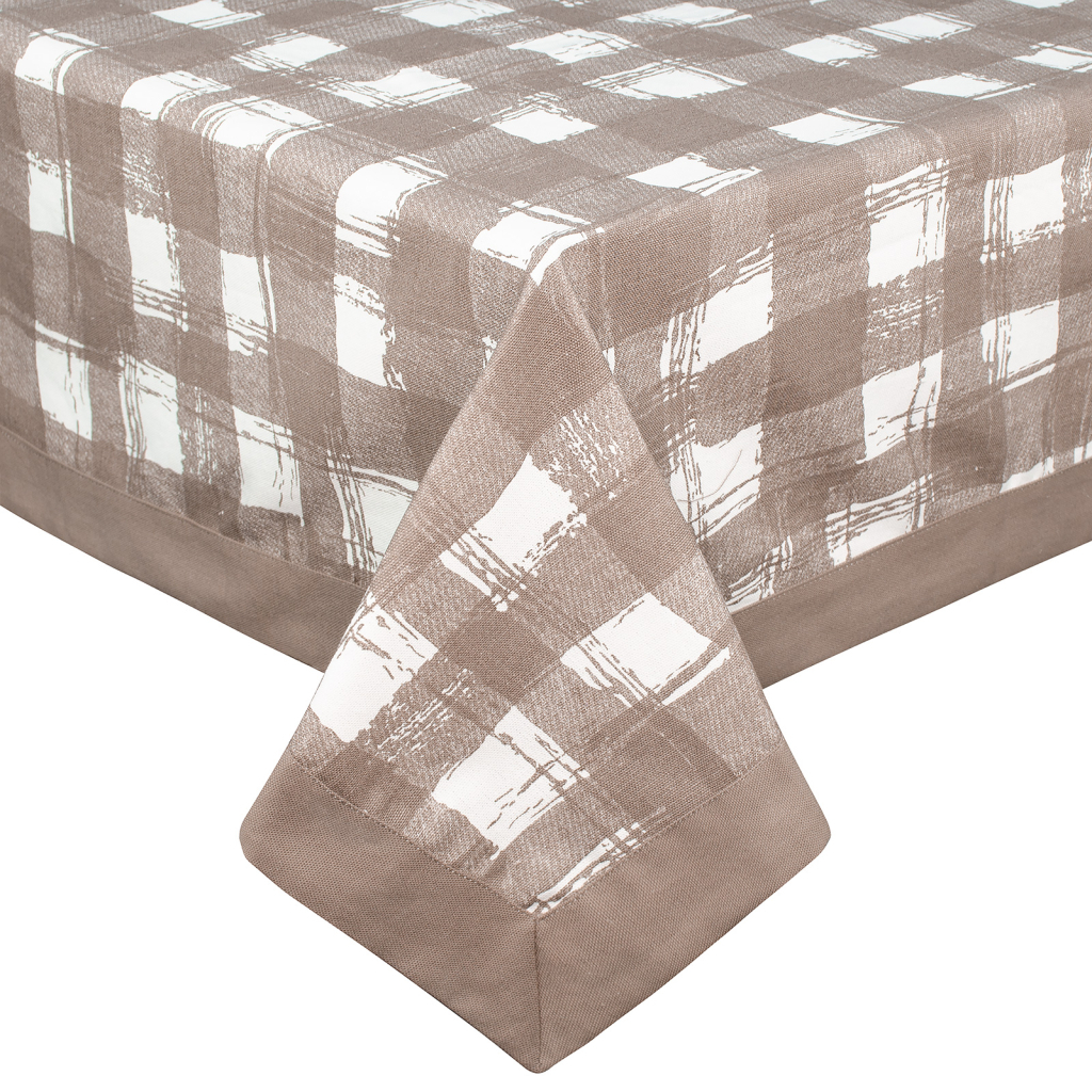 Скатертина Home Line з рамкою Клітинка капучино, 140х180см (158356) - зображення 1