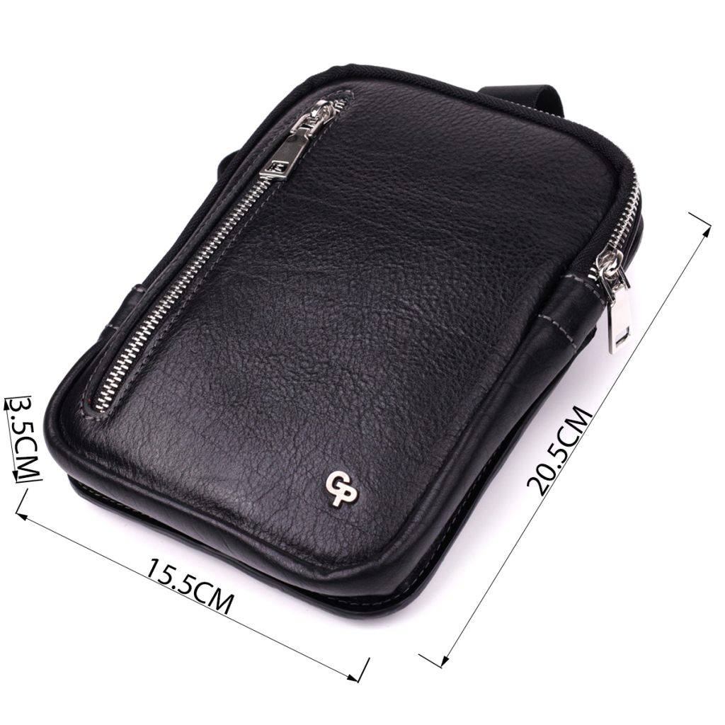 Сумка Grande Pelle Бананка з зернистої натуральної шкіри Чорна (22879) - зображення 3