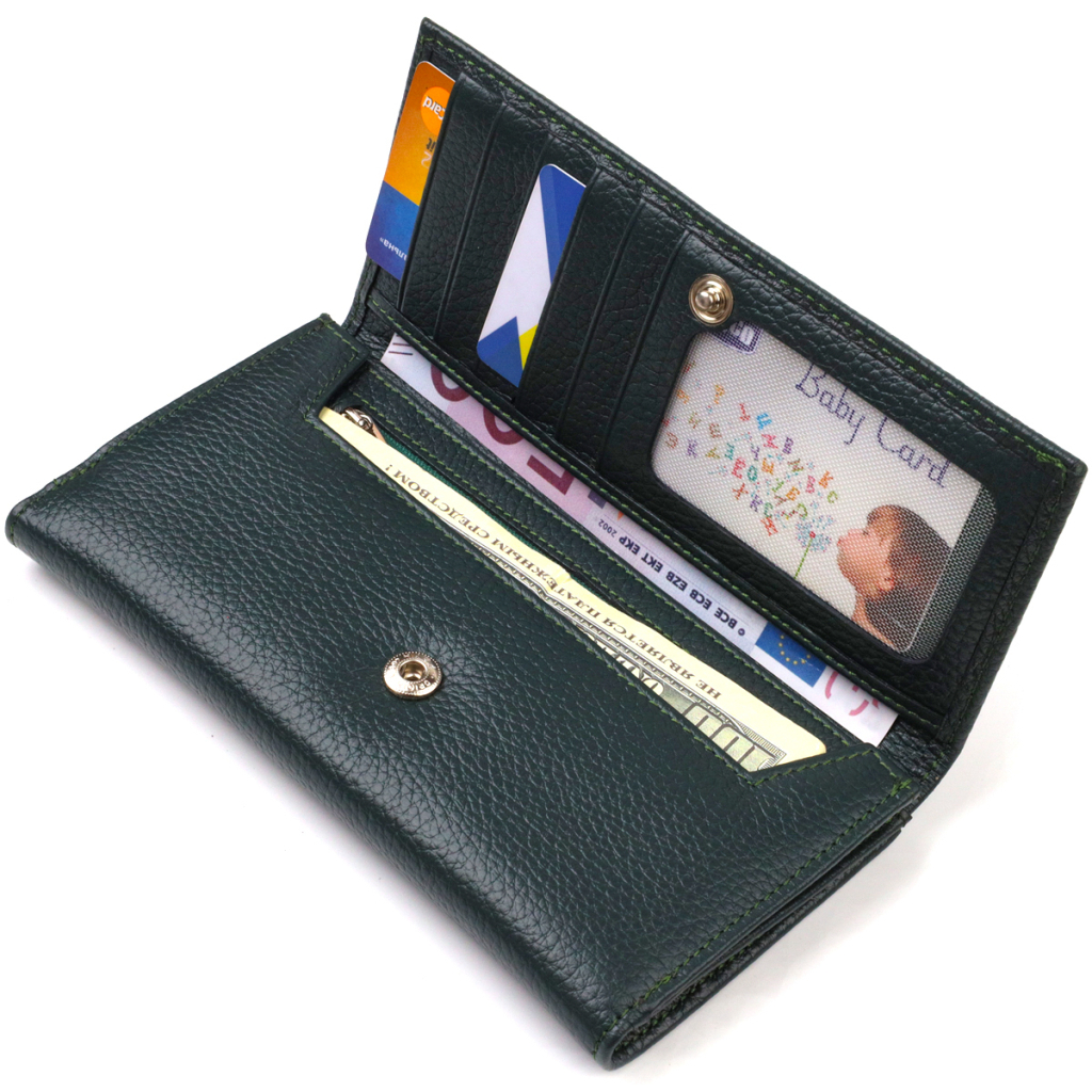 Портмоне Canpellini З натуральної шкіри флотар Зелене (21854) - зображення 5