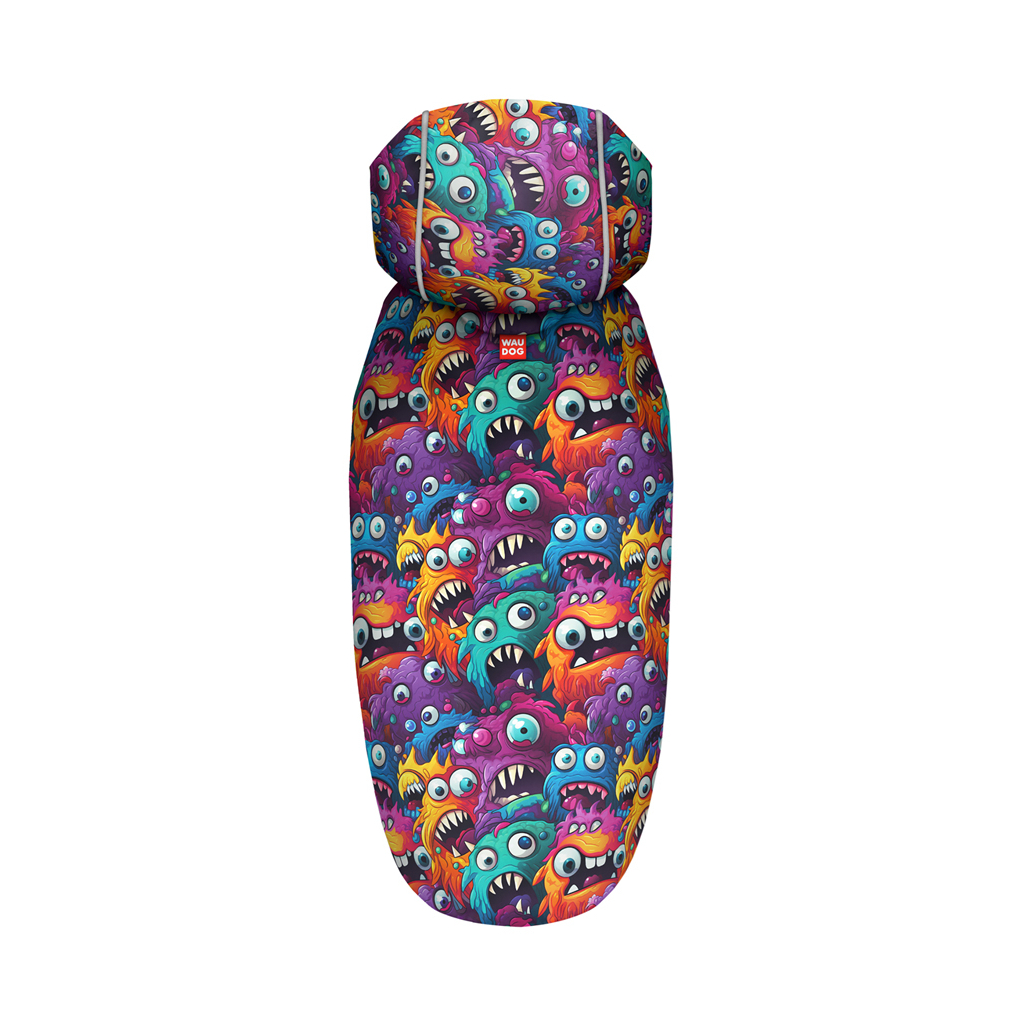 Дощовик для тварин WAUDOG Clothes Накидка з капюшоном Зубасті монстри XS (355-4048) - зображення 3