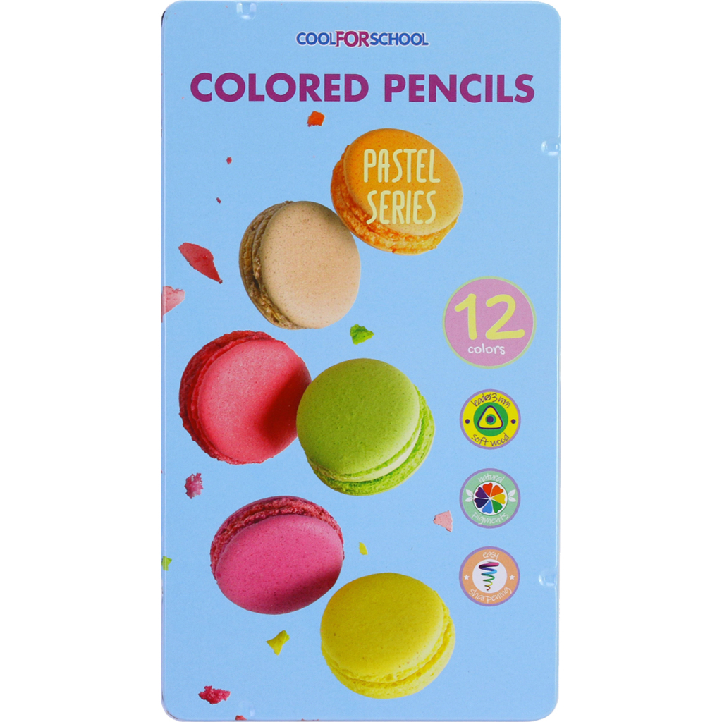 Олівці кольорові Cool For School Pastel Преміум в металевій коробці 12 кольорів (CF15188) - зображення 1