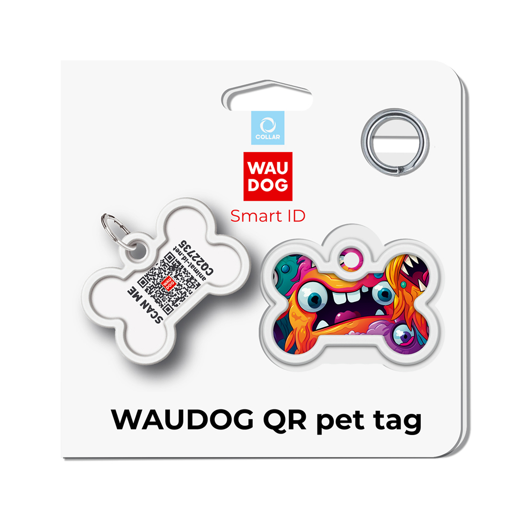 Адресник для тварин WAUDOG Smart ID з QR паспортом "Зубасті монстри", кістка 40х28 мм (231-4048) - зображення 5