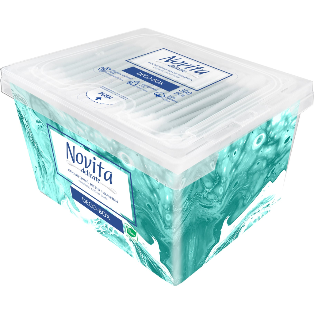 Ватні палички Novita Delicate Deco-box у квадратній коробці 300 шт. (4823071643909) - зображення 4