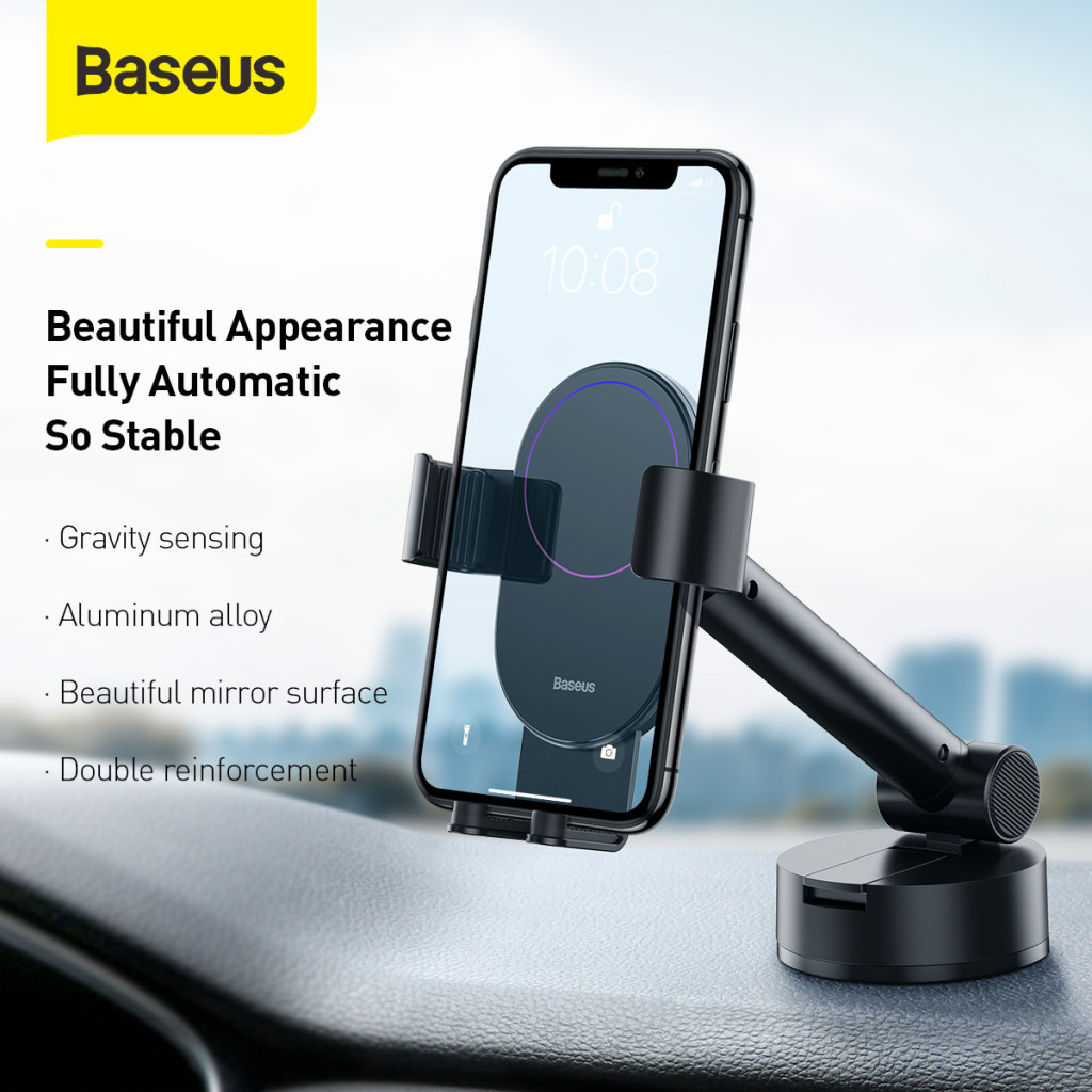 Універсальний автотримач Baseus 4.7-6.5" Gravity Simplism (на присоску) black (SUYL-JY01) - изображение 5