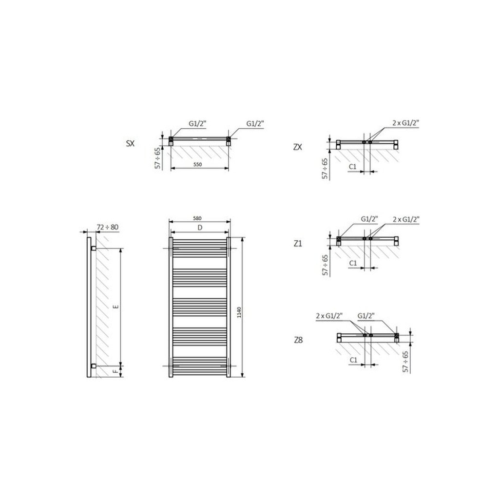 Сушарка для рушників Terma Fiona 1140х580 (WGFIN114058KS96SX) - зображення 3