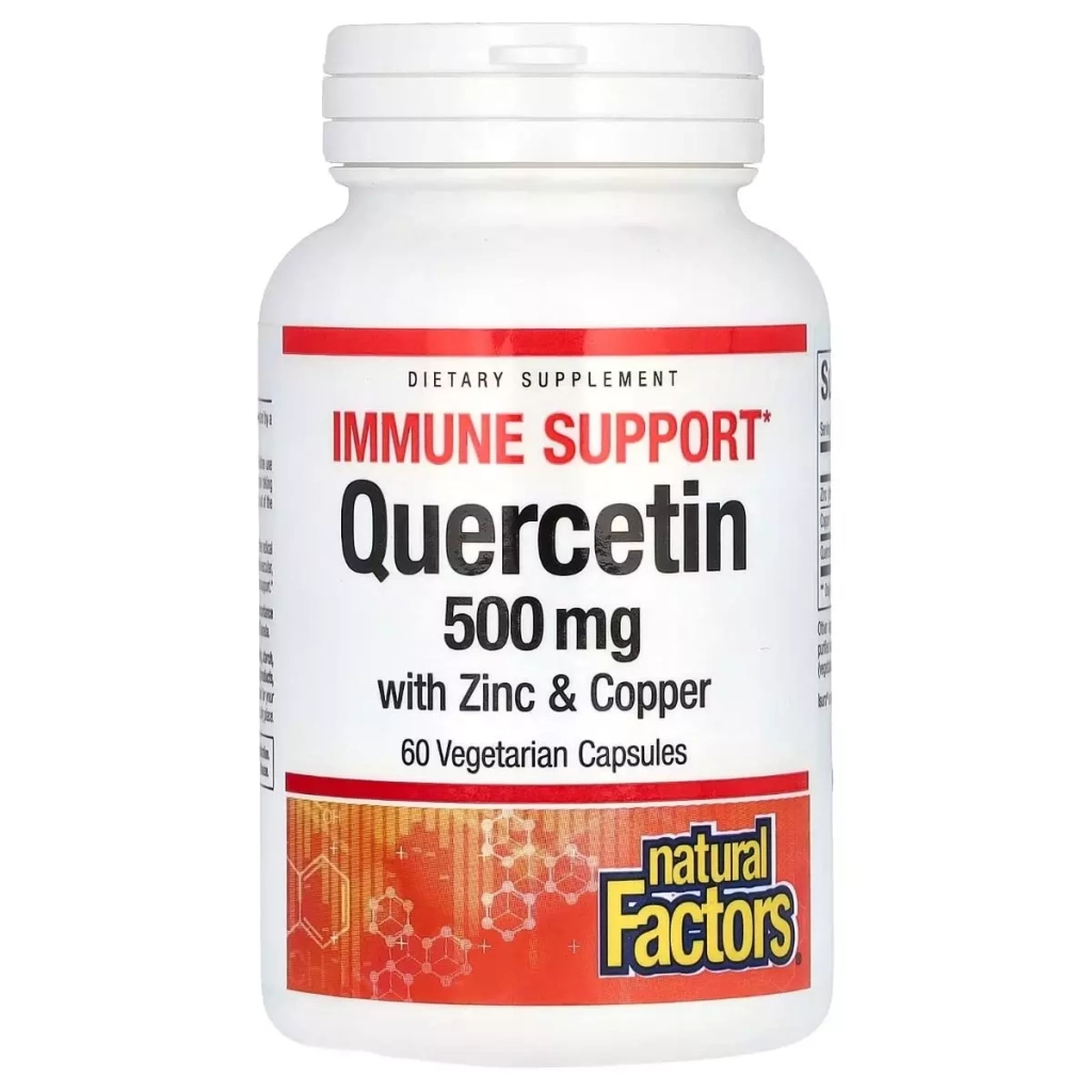 Вітамінно-мінеральний комплекс Natural Factors Кверцитин з цинком та міддю, 500 мг, Quercetin with Zinc & Copper, 60 вег (NFS01385) - зображення 1