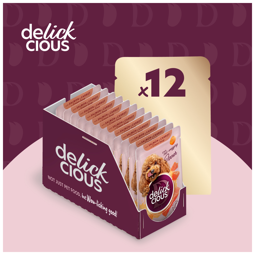 Вологий корм для собак Delickcious Смужки з лососем та морквою в крем-супі 85 г (4820269142053) - зображення 5