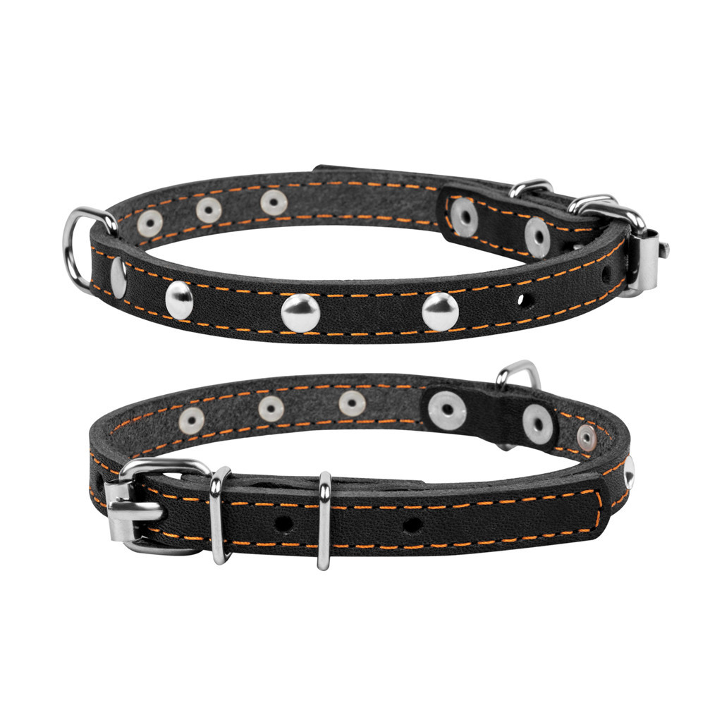Нашийник для тварин Collar одинарний з прикрасами Ш 12 мм Д 24-32 см чорний (00231) - зображення 1