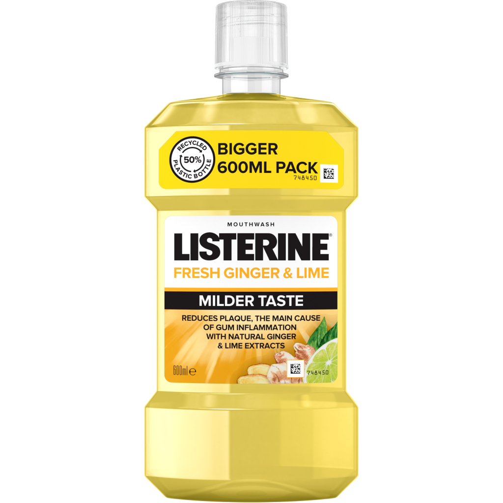 Ополіскувач для порожнини рота Listerine Свіжість імбиру та лайму 600 мл (3574661562087) - зображення 1