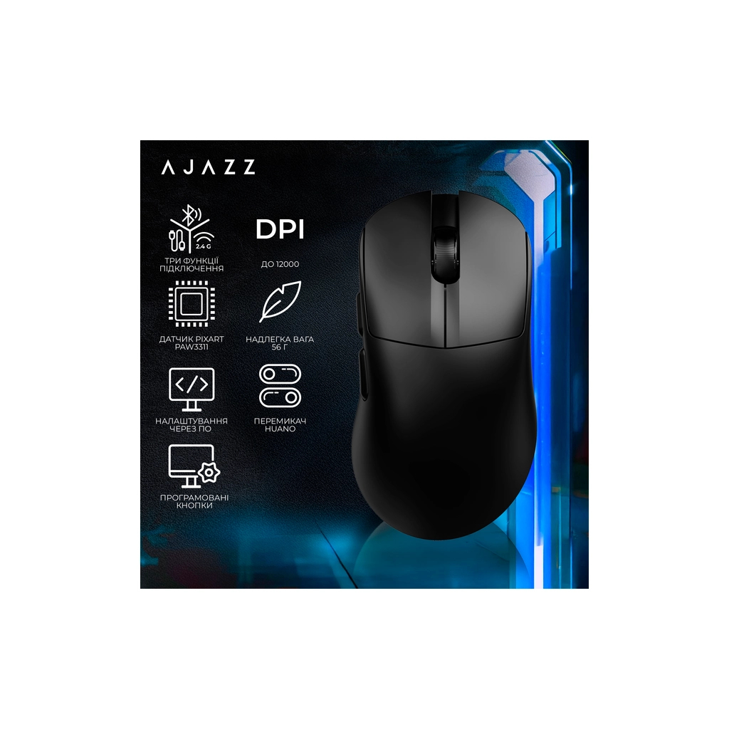 Мишка Ajazz AJ179 V2 MAX Wireless/Bluetooth/USB Black (AJ179-V2-MAX-B) - зображення 6