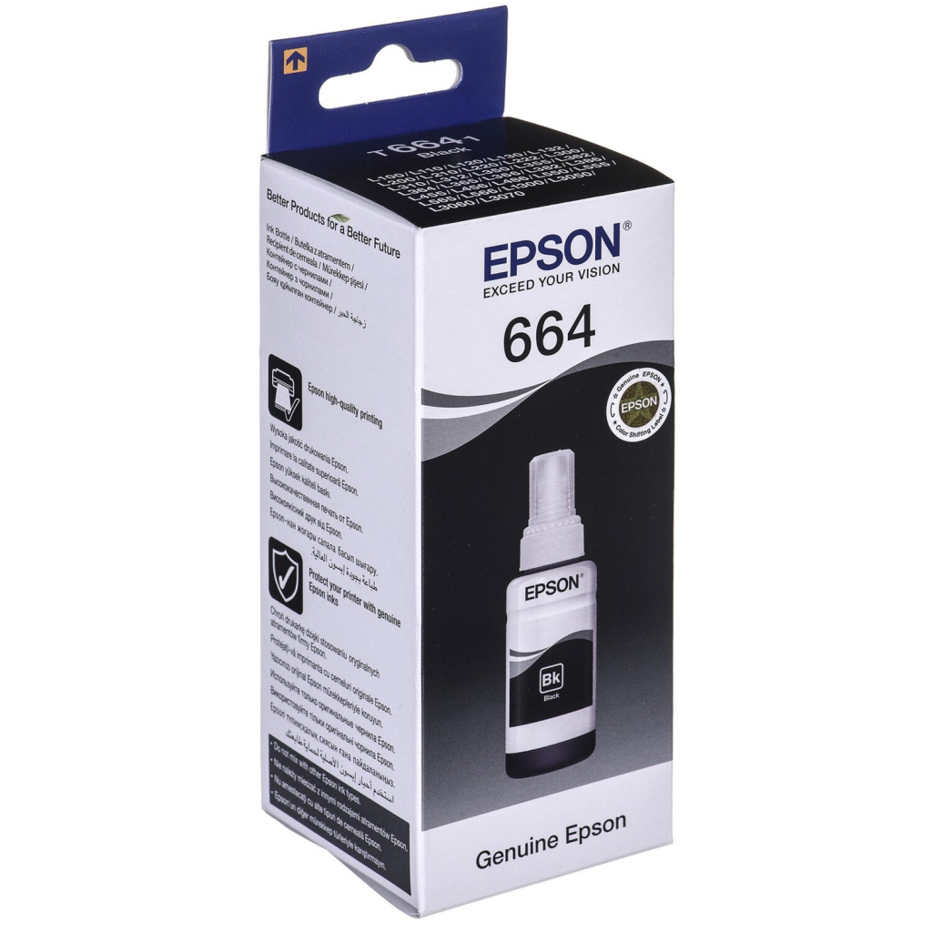 Контейнер з чорнилом Epson 664 black (70мл) L100/L200 (C13T66414A) - зображення 1
