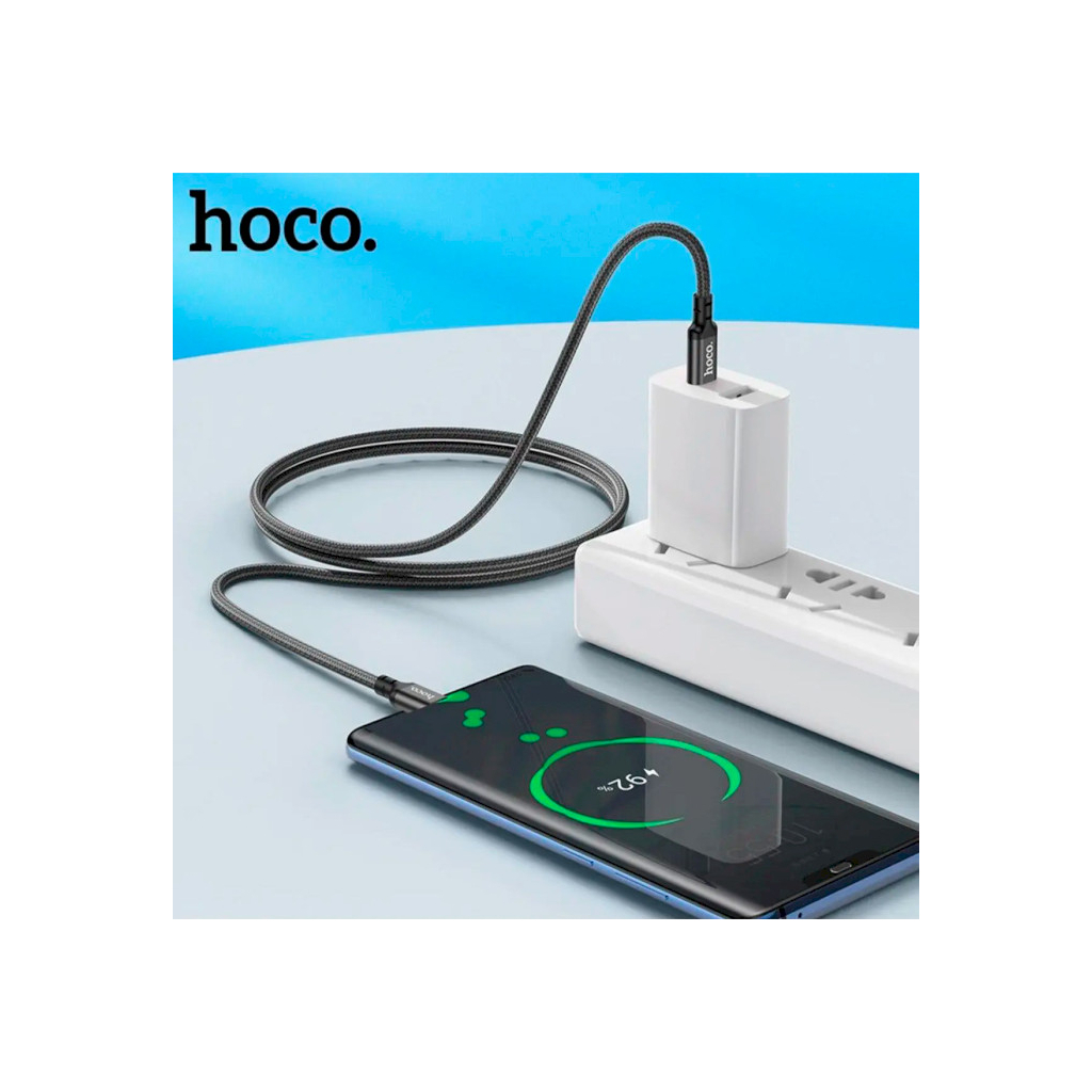 Дата кабель USB-C to USB-C 1.0m 60W nylon X14 black HOCO (6931474752215) - зображення 8