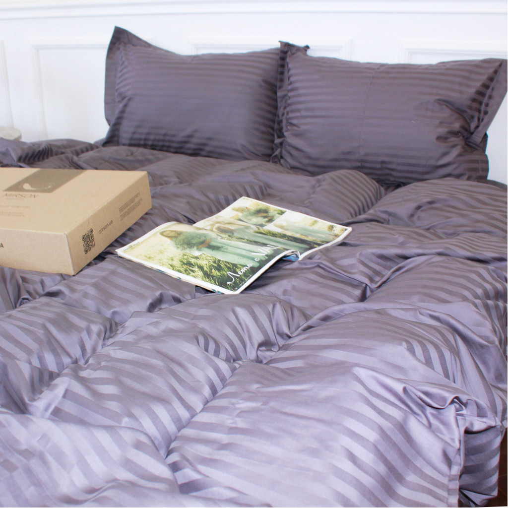 Постільна білизна MirSon Satin Stripe 30-0011 Gray 160х220 Сімейна (2200005251591) - зображення 5