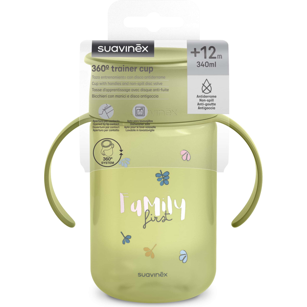 Поїльник-непроливайка Suavinex Bear Family 340 мл, +12 міс. зелена (402647) - зображення 3