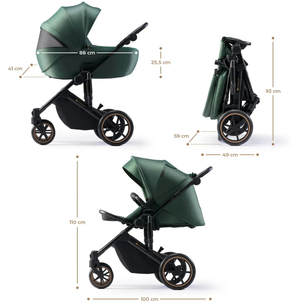 Коляска Kinderkraft 2 в 1 Prime 2 Dark Green (KSPRIM02GRE2000) (5902533922918) - зображення 5