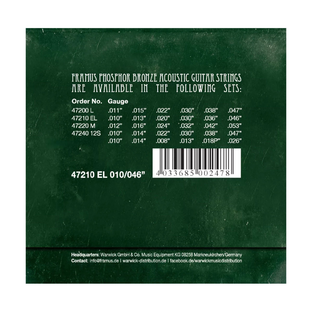 Струни для гітари Framus Phosphor Bronze Extra Light (10-46) (47210 EL) - зображення 2