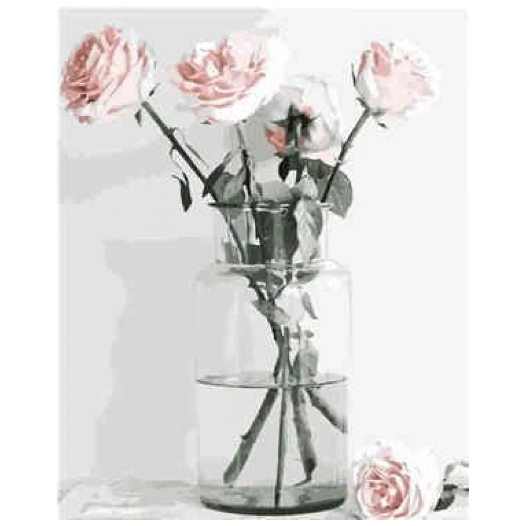 Картина по номерам Strateg Рожеві троянди на білому фоні 2 40х50 см (VA-2316) - зображення 1