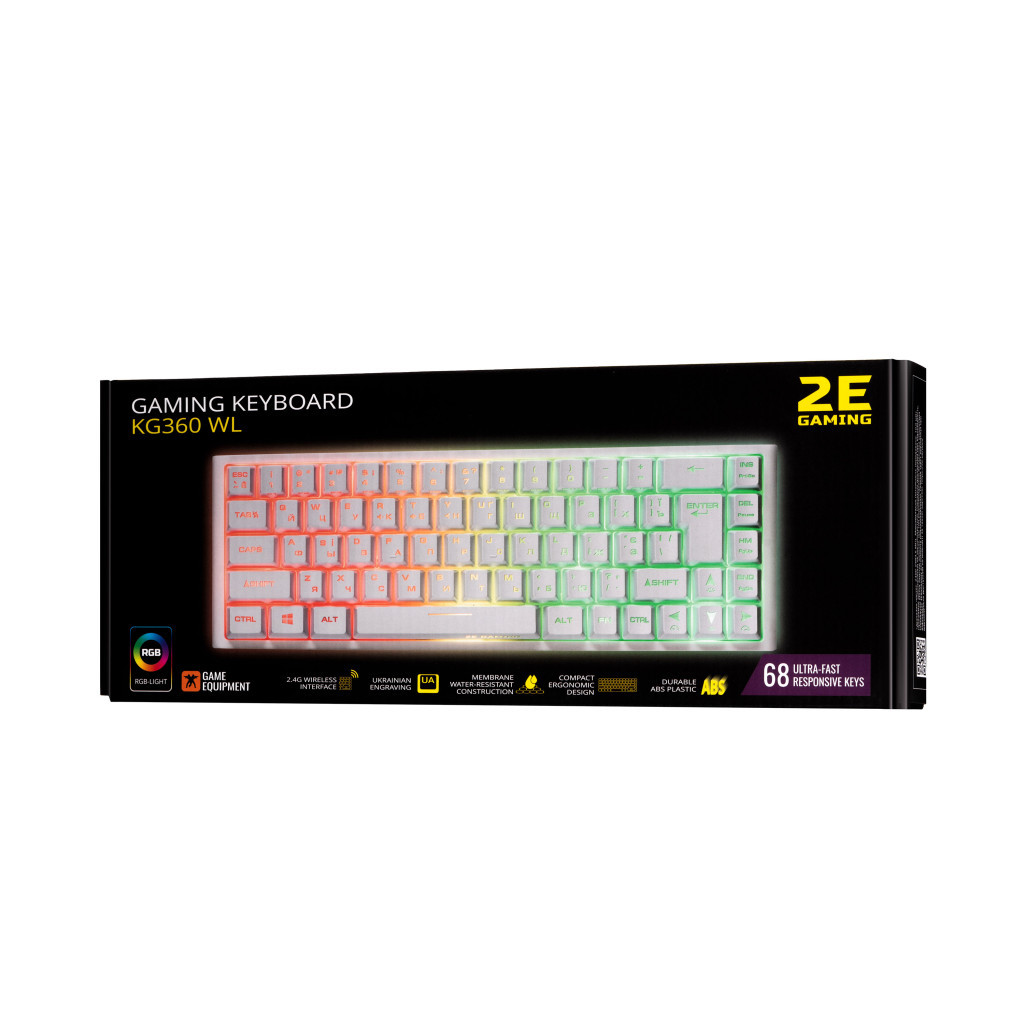 Клавіатура 2E GAMING KG360 RGB 68key Wireless White (2E-KG360UWT) - зображення 11