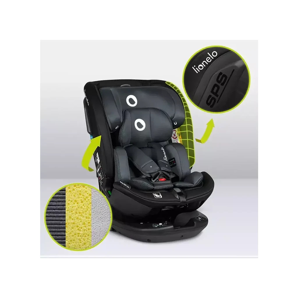Автокрісло Lionelo Bastiaan RWF i-Size Grey Stone, чорно-сіре (LO-BASTIAAN RWF I-SIZE GREY STONE) - зображення 10