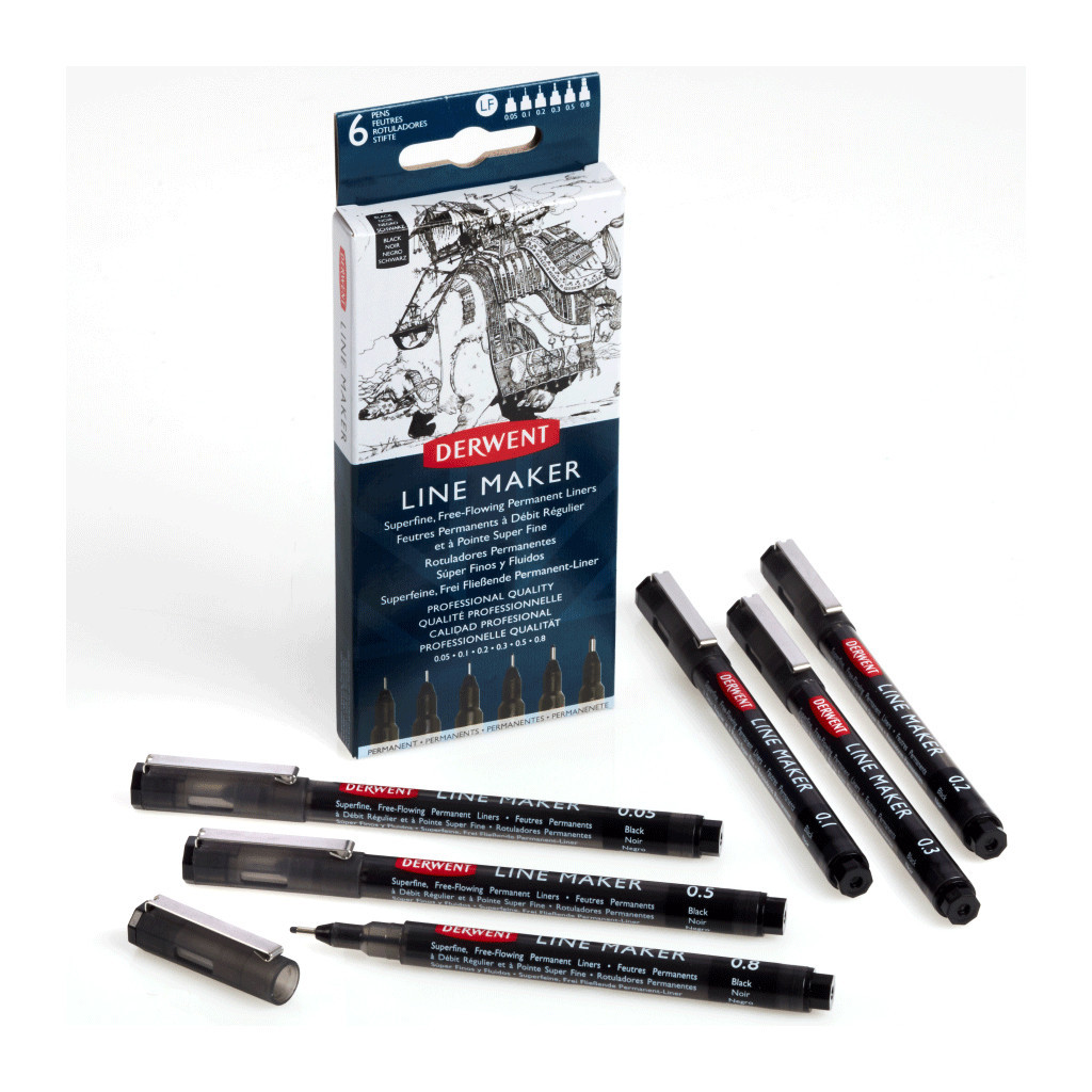 Лайнер Derwent набір Line Maker Black 6 шт, чорні (5028252595803) - зображення 3