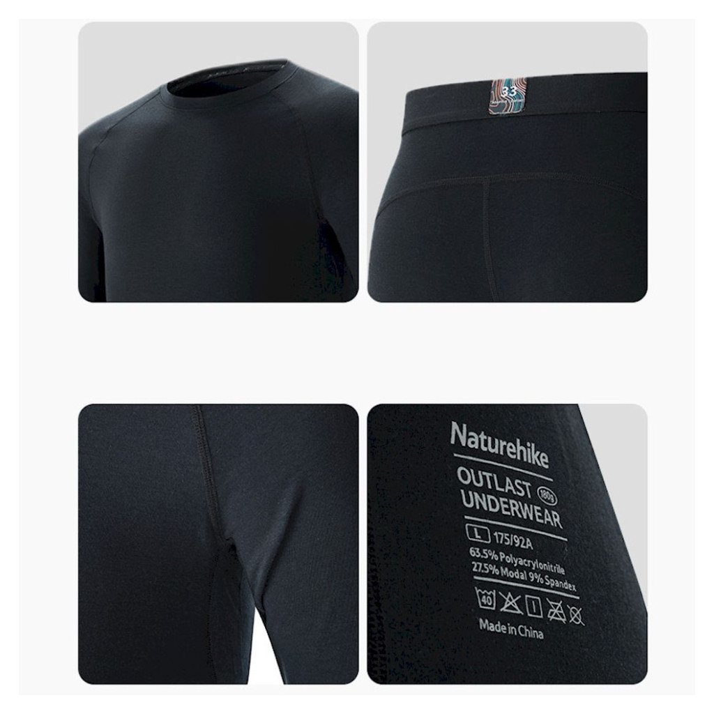 Комплект термобілизни Naturehike NH22NY001 демісезон XXL чорний (6927595704936) - зображення 3