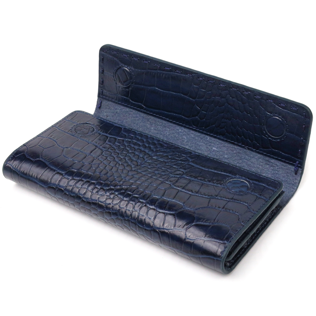 Гаманець Canpellini З натуральної шкіри з тисненням під крокодила Синій (21661) - зображення 5