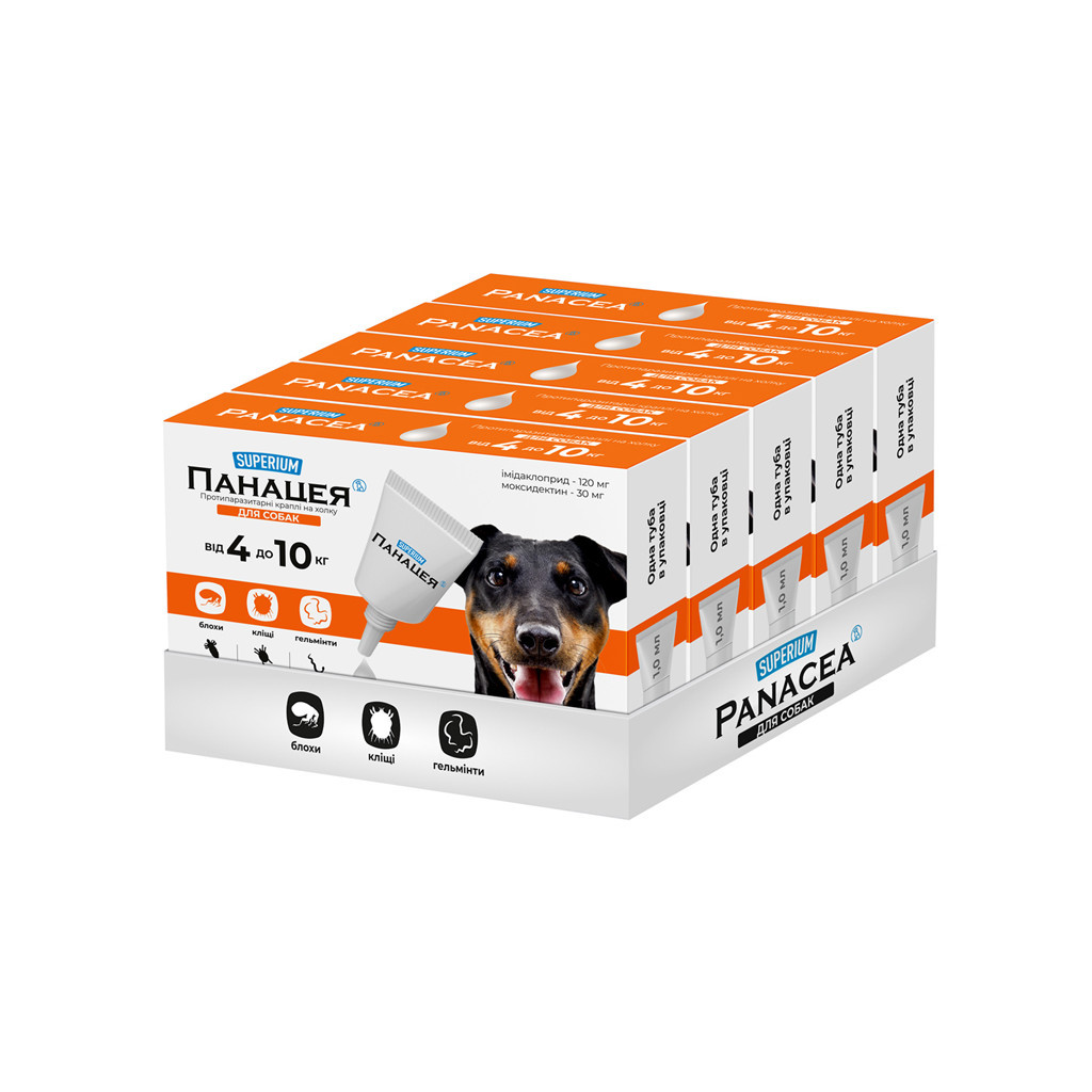 Краплі для тварин Superium Панацея Протипаразитарні для собак 4-10 кг (9142) - изображение 2