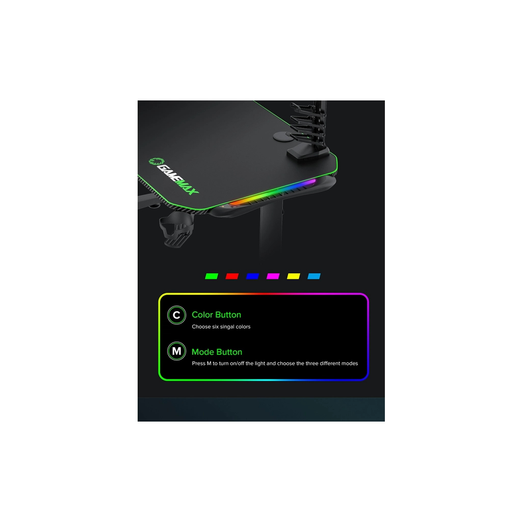 Комп'ютерний стіл Gamemax D140 Carbon-RGB - изображение 12
