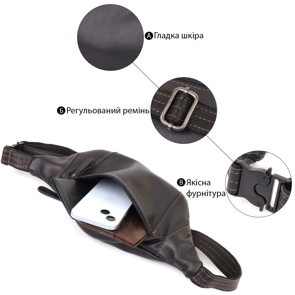 Сумка Shvigel З натуральної шкіри Чорна (23125) - зображення 4