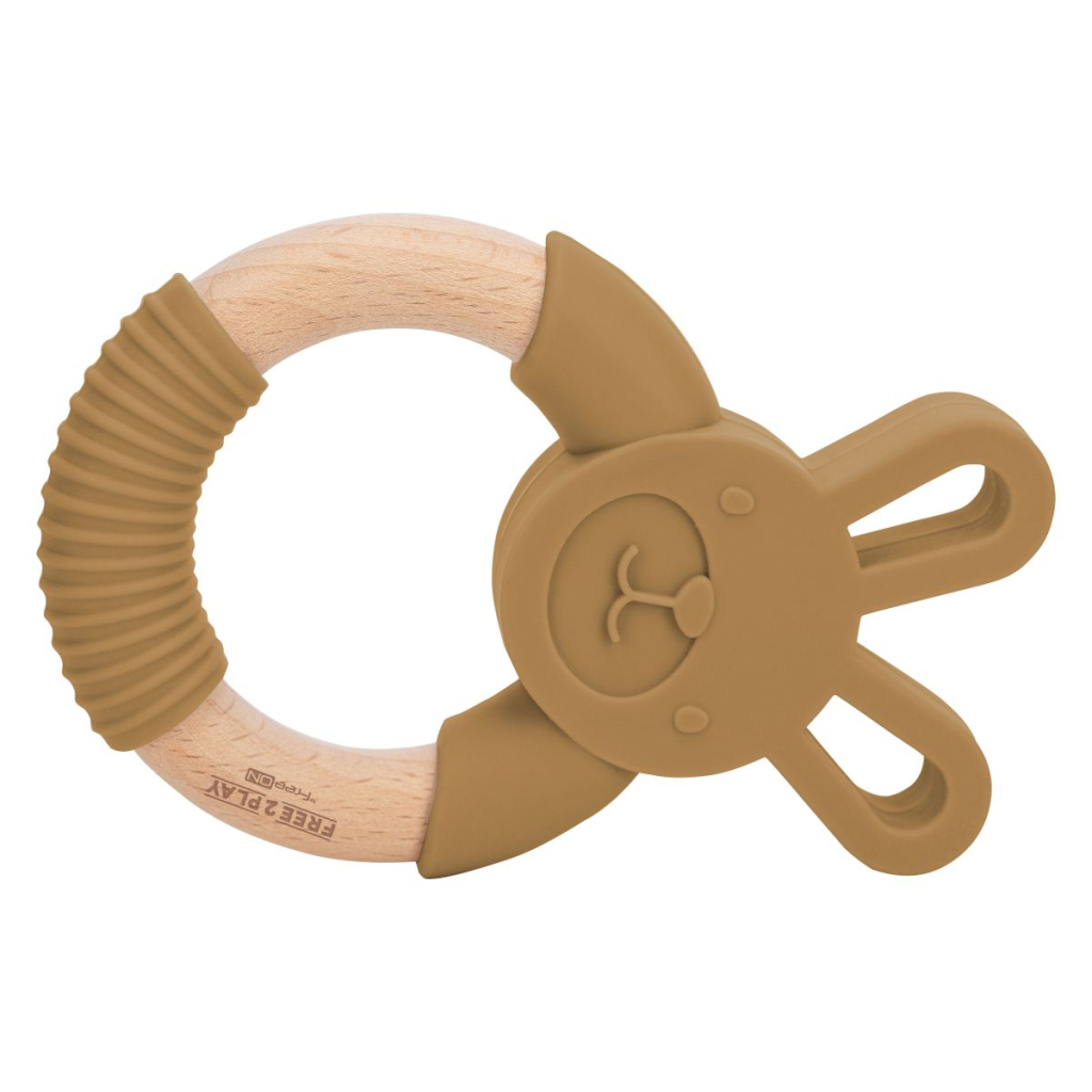 Прорізувач FreeON силіконовий зайчик, охра (49492) - зображення 1