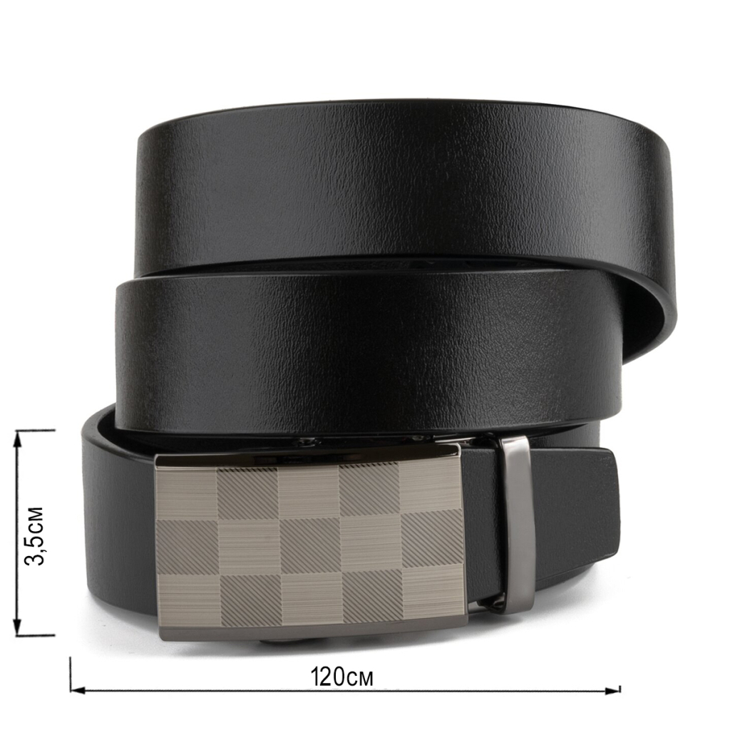 Ремінь Vintage З автоматичною пряжкою шахівниця Чорний (20266) - зображення 3