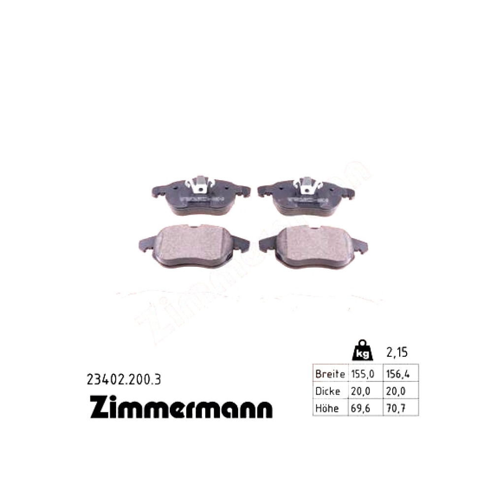 Гальмівні колодки ZIMMERMANN 23402.200.3 - зображення 1