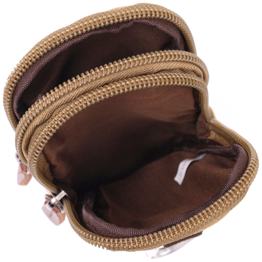 Сумка Vintage Вертикальна на пояс з металевим карабіном з текстилю Пісочна (22227) - зображення 7