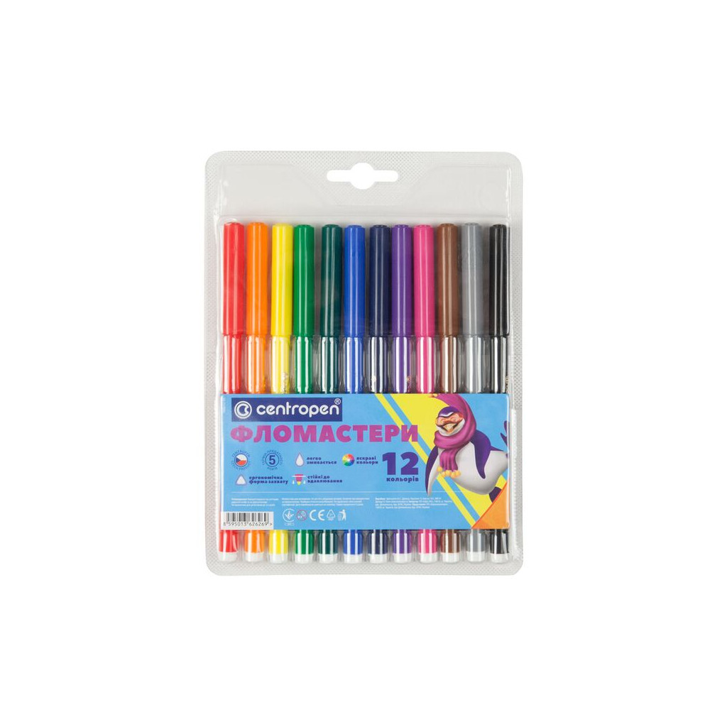 Фломастери Centropen 7790/12 Washable, 12 colors (7790/12 ТП) - изображение 1