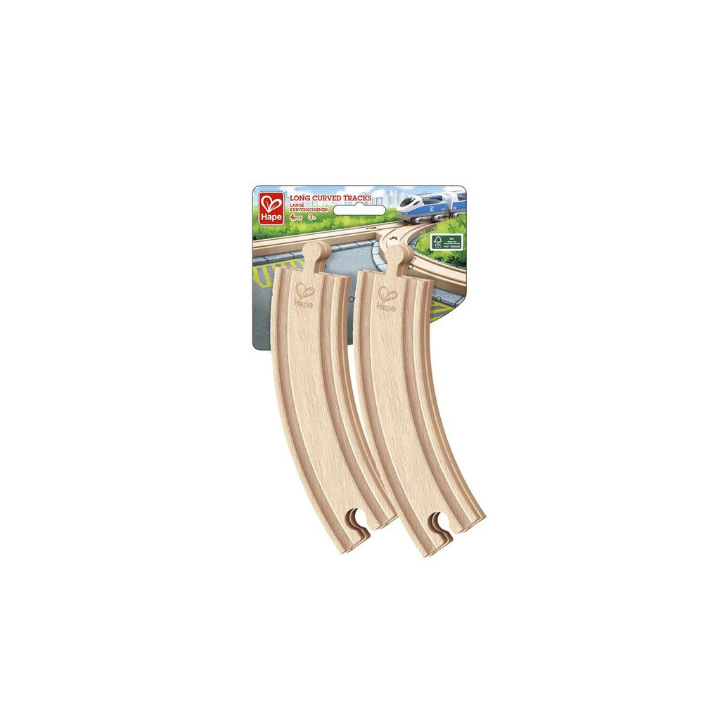 Залізниця Hape Набір для залізниці довгі вигнуті рейки 4 шт (E3777) - зображення 1