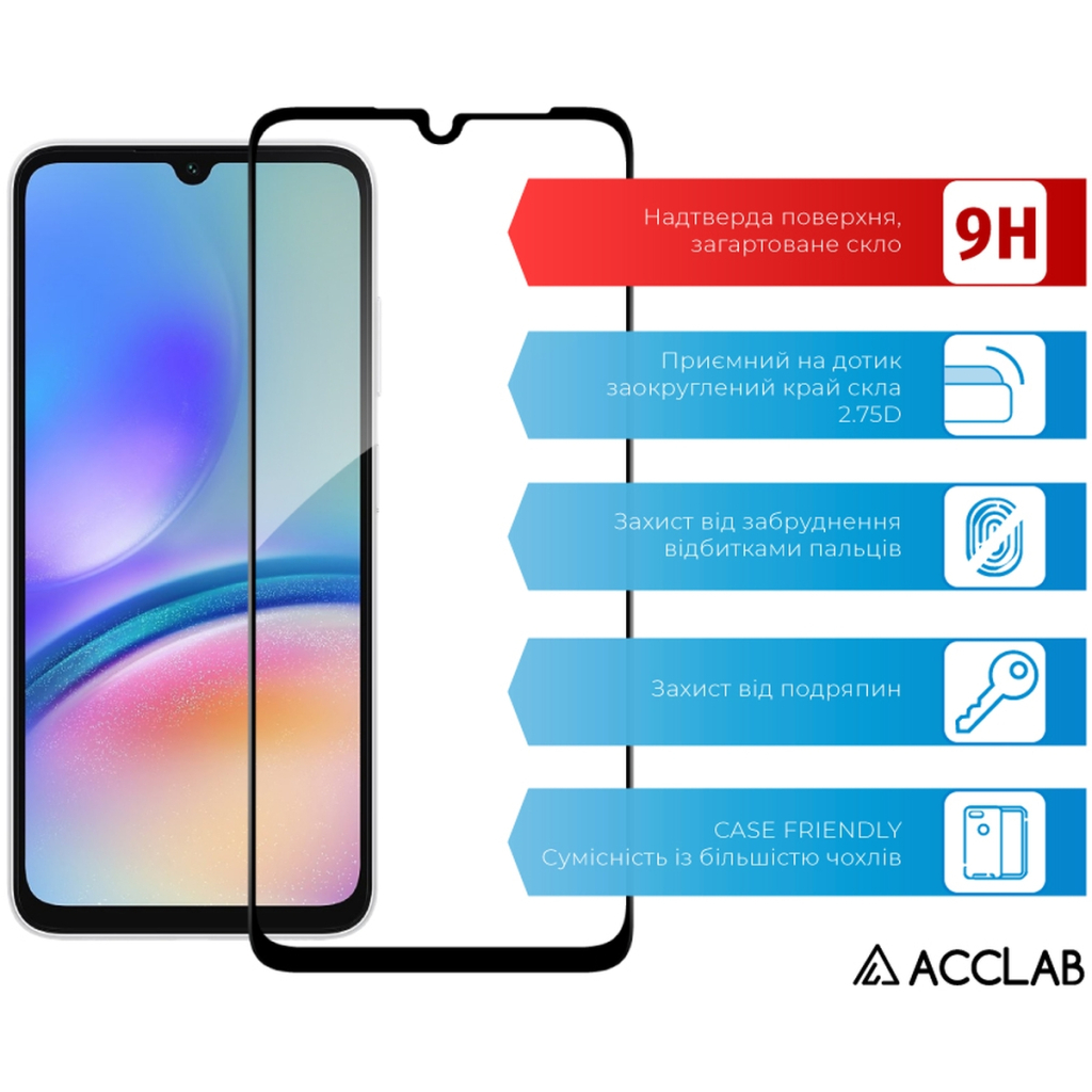 Скло захисне ACCLAB Full Glue Samsung A05S Black (1283126581908) - зображення 3